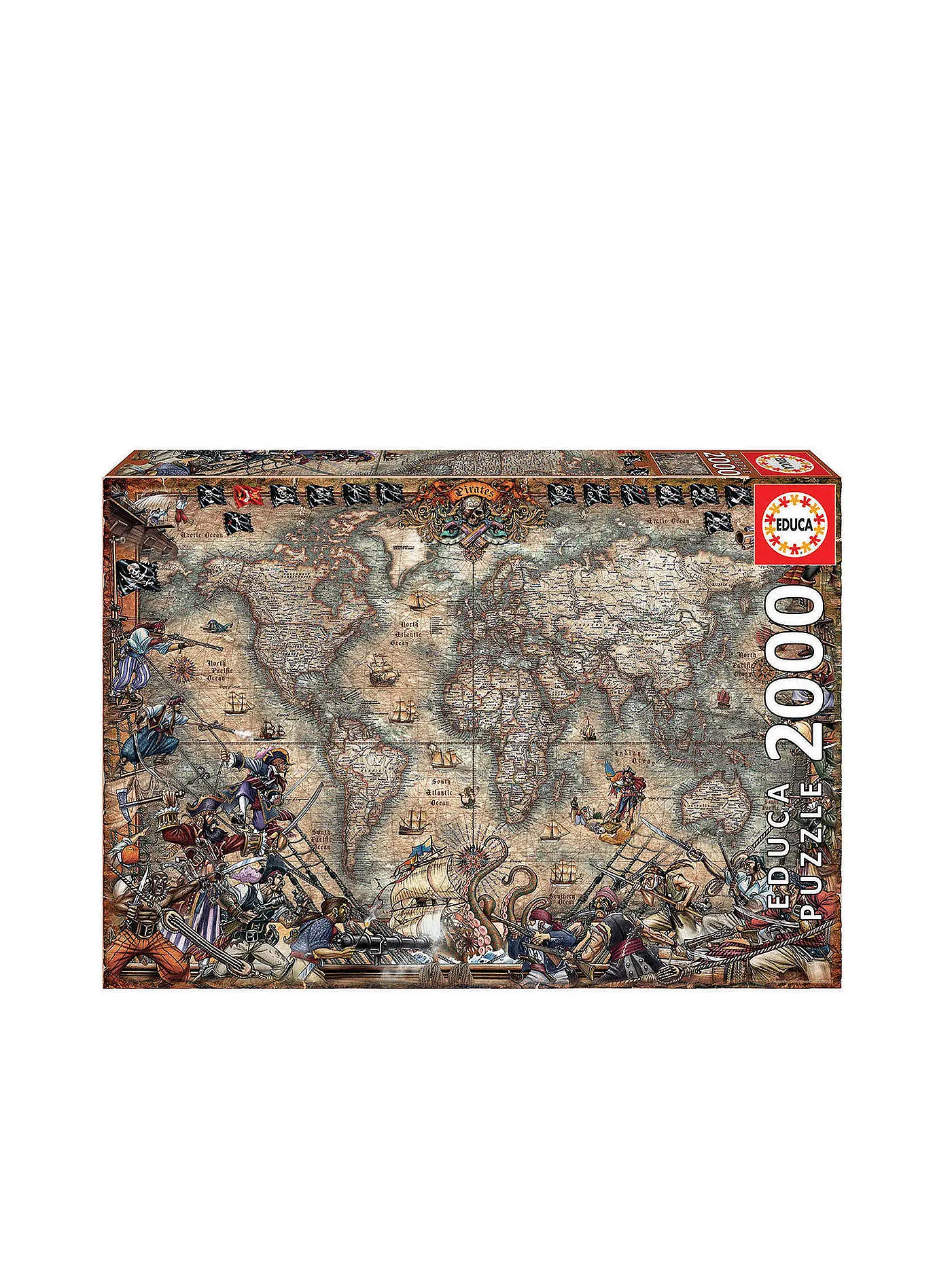 EDUCA | Piraten Weltkarte 2000 Teile Puzzle | 